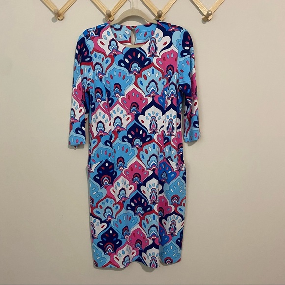 J. McLaughlin Catalyst Psychedelic Sheath Dress size Large - Picture 1 of 9